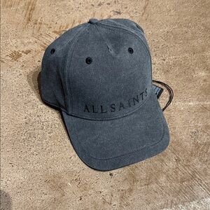 ALL SAINTS Grey Washed Logo Baseball hat